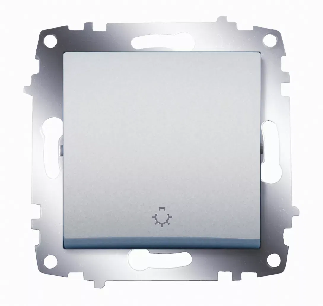 Выключатель кнопочный 1-кл. СП Cosmo 10А IP20 алюм. ABB 619-011000-205