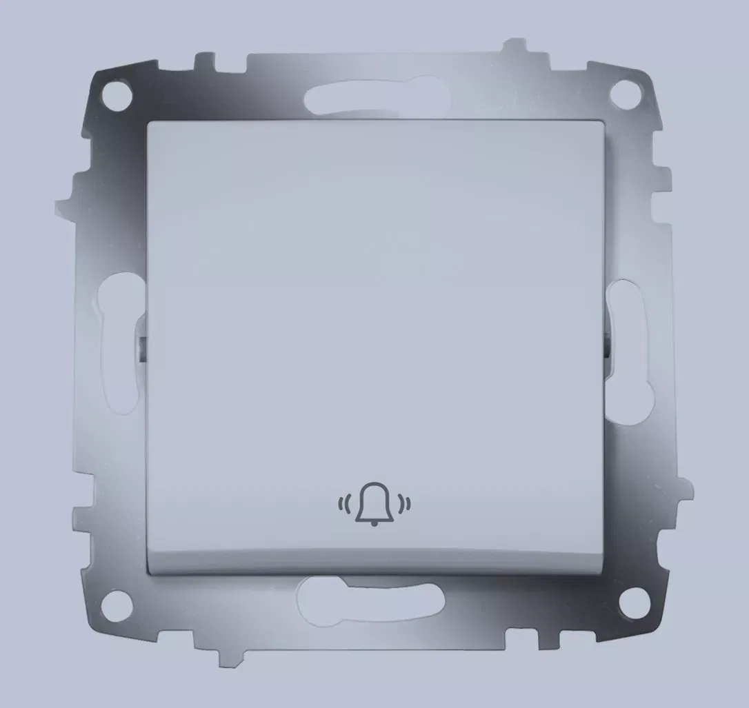 Выключатель кнопочный 1-кл. СП Cosmo 10А IP20 с символом "звонок" алюм. ABB 619-011000-207