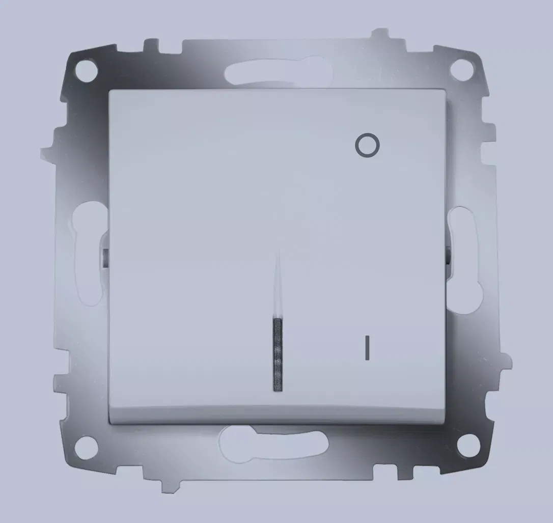 Выключатель 1-кл. 2п СП Cosmo 10А IP20 с подсветкой алюм. ABB 619-011000-236
