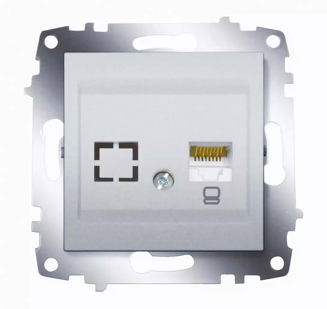 Механизм розетки комп. 1-м Cosmo (RJ45 CAT.6 + гнездо) алюм. ABB 619-011000-247