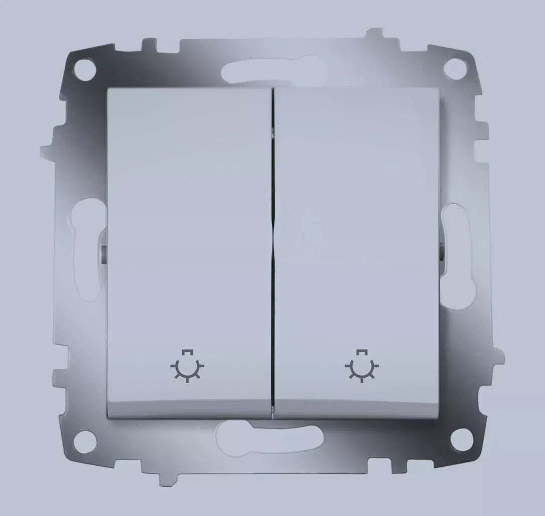 Выключатель кнопочный 2-кл. СП Cosmo 10А IP20 алюм. ABB 619-011000-257