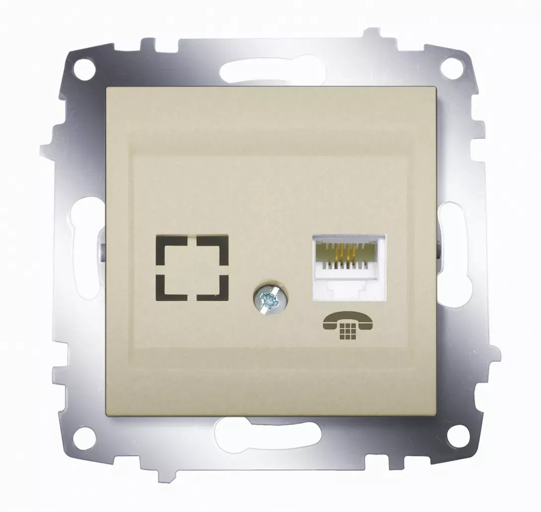 Механизм розетки телеф. 1-м Cosmo (RJ11 + гнездо) титаниум ABB 619-011400-221