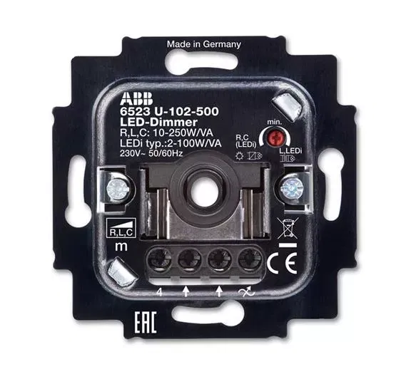 Механизм светорегулятора LED поворотный 2-100Вт/В.А ABB 6512-0-0335