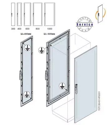 Дверь передняя/задняя 1800х300мм внеш. каб. секции ABB EC1831K