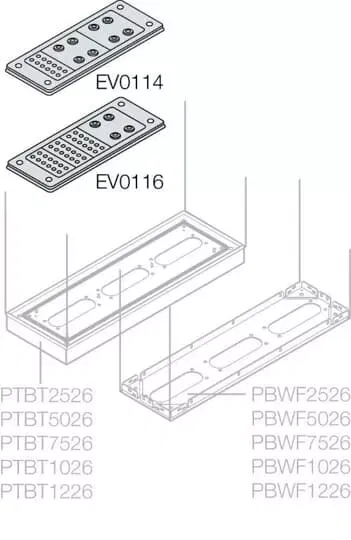 Фланец каб. на 34 ввода 214х90мм ABB EV0116