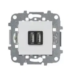 Механизм USB зарядного устройства 2М 2х750мА / 1х1500мА Zenit бел. ABB N2285 BL