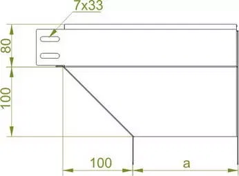 Угол редукционный вертикальный - правый KRPBP100H80 BAKS 188410
