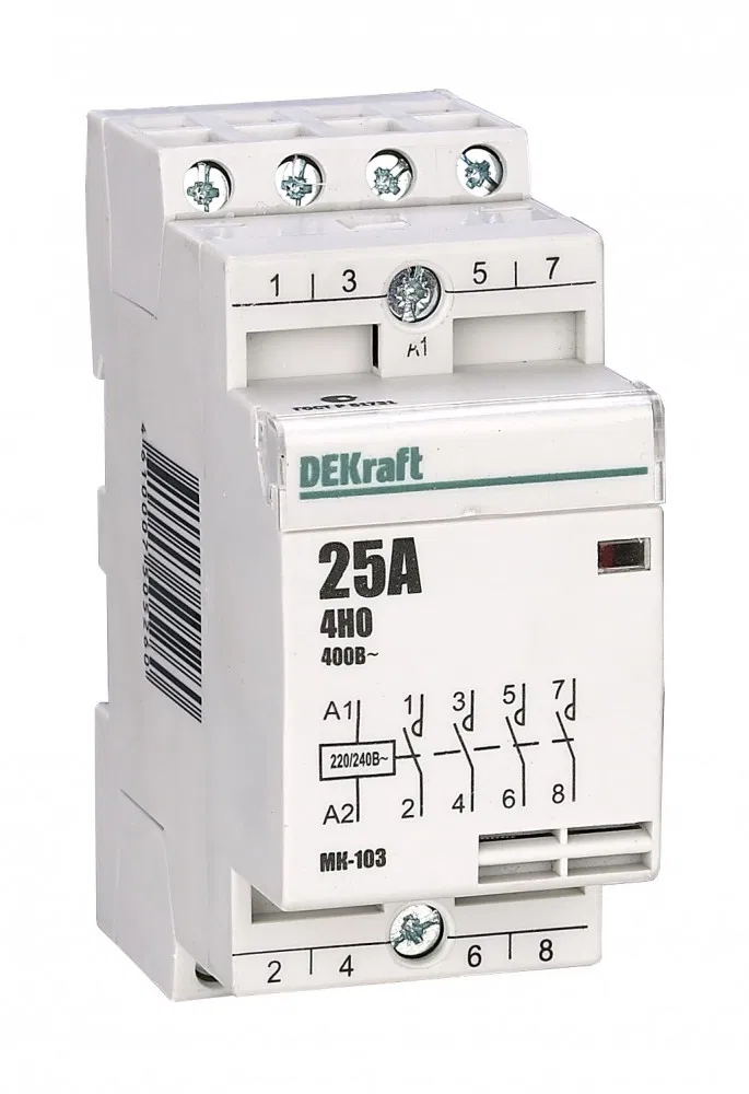 Модульный Контактор 4Но 20А 230В Мк-103 18060DEK Dekraft