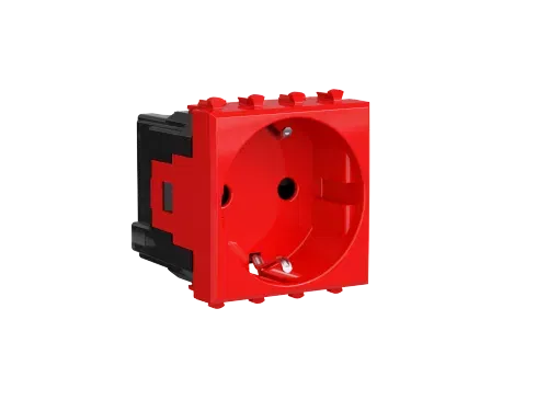 Розетка 1-м 2мод. Avanti "Красный квадрат" 16А IP20 2P+E защ. шторки красн. DKC 4401002