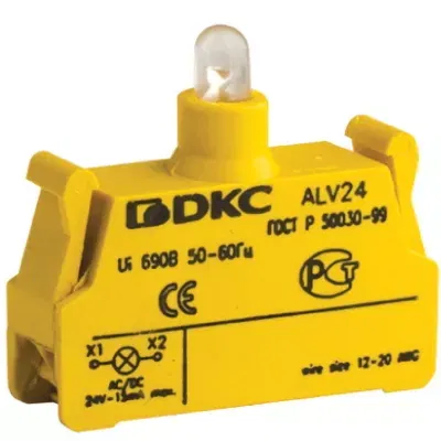 Контактный блок с клеммным безвинтовым зажимом со светодиодом на 24В DKC ALV24
