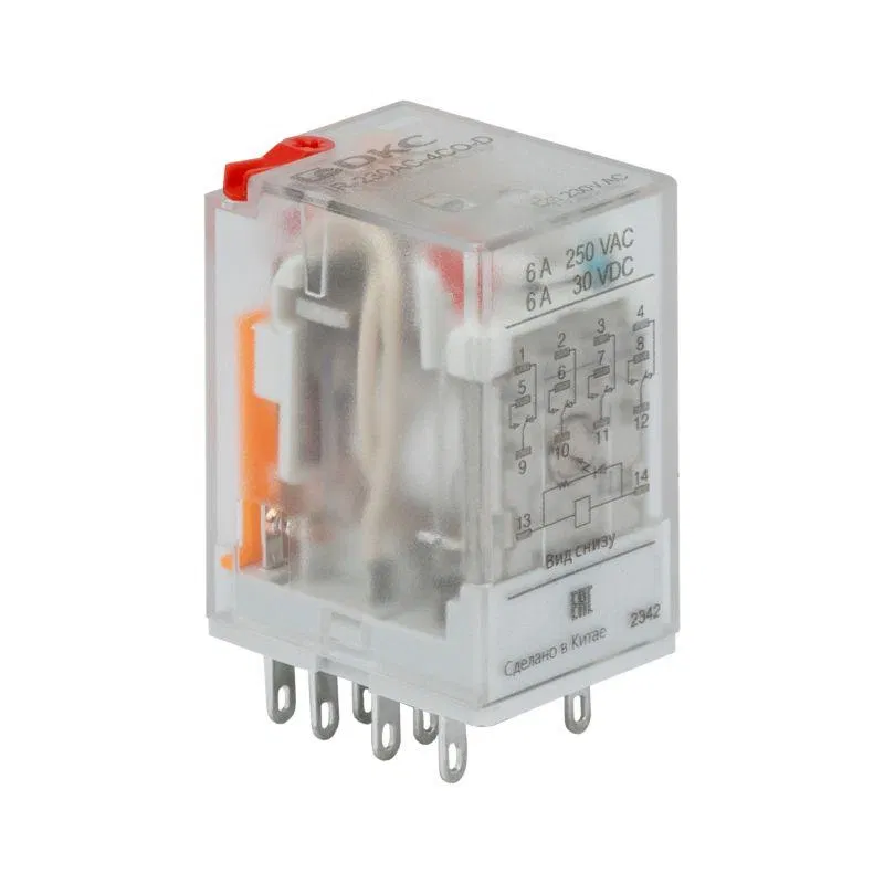 Реле одиночное 230В AC до 6А 4 прекидн. контакта DKC IR-230AC-4CO-D