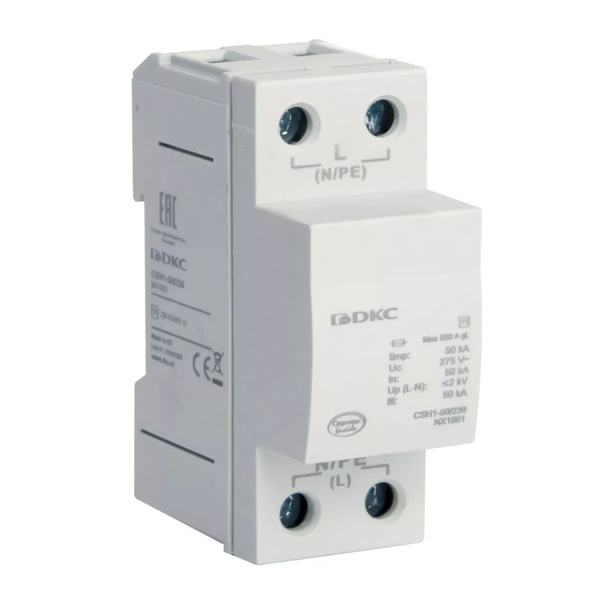 УЗИП, класс I, 1-полюсный, L-N, 50кА DKC NX1001