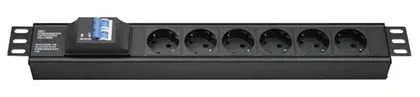 БРП 19" 16A с автоматом 2P Вых:6ХSchuko Вх:SchukoX2м DKC R519SH6CB