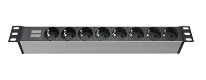 БРП 19" 16A с индикацией Вых: 8хSchuko, Вх:SchukoX2м DKC R519SH8CD