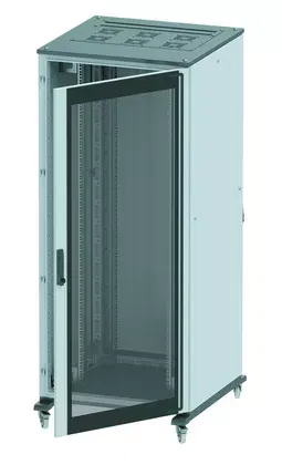 Напольный шкаф 38U 800х800 двери стекло/сплошная, укомплектован вводом и заглушками RAL7011/7035 DKC R5IT3888GS
