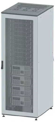 Напольный шкаф 42U 600х600 двери перфорированная/перфорированная, укомплектован вводом и заглушками RAL7011/7035 DKC R5IT4266PF