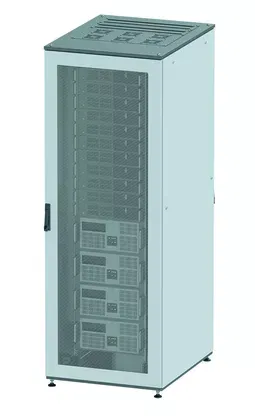 Напольный шкаф 42U 800х800 двери перфорированная/перфорированная, укомплектован вводом и заглушками RAL7011/7035 DKC R5IT4288PF