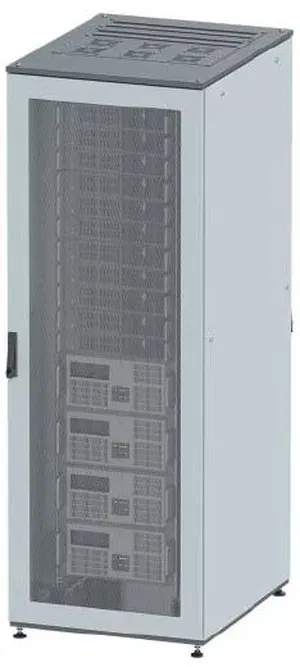 Напольный шкаф 47U 600х600 двери перфорированная/перфорированная, укомплектован вводом и заглушками RAL7011/7035 DKC R5IT4766PF