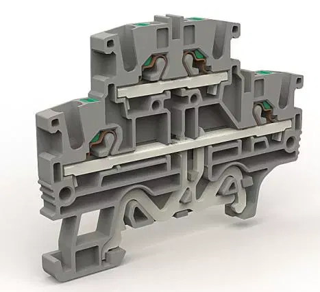 Двухуровневая клемма 2,5 кв.мм с заземлением в нижнем ярусе DKC ZEFD220GR