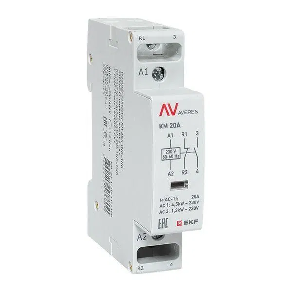 Контактор модульный КМ 20А 1NC+1NO 230В AC (1 мод.) AVERES EKF km-av-1-20-11-230V
