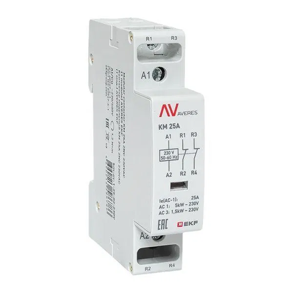 Контактор модульный КМ 25А 2NC 230В AC (1 мод.) AVERES EKF km-av-1-25-02-230V