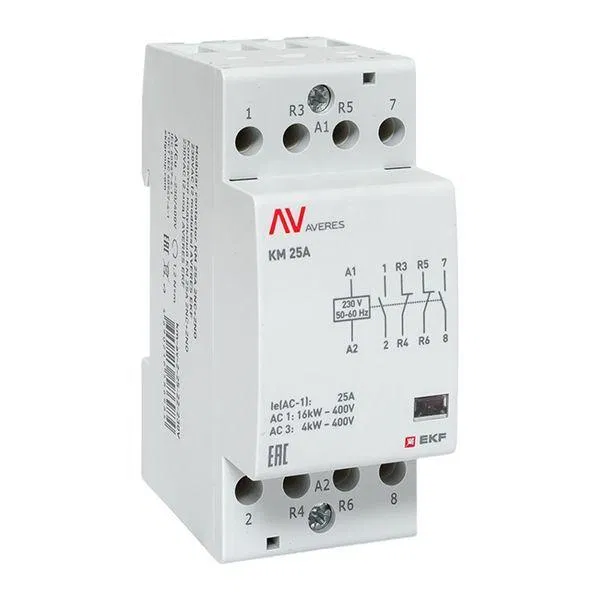Контактор модульный КМ 25А 2NC+2NO 230В AC (2 мод.) AVERES EKF km-av-2-25-22-230V