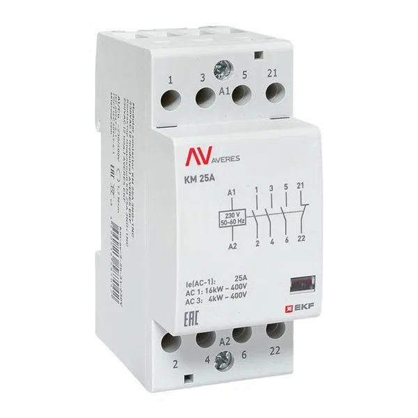 Контактор модульный КМ 25А 3NO+1NC 230В AC (2 мод.) AVERES EKF km-av-2-25-31-230V