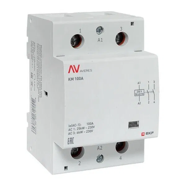 Контактор модульный КМ 100А 2NО 230В AC (3 мод.) AVERES EKF km-av-3-100-20-230V