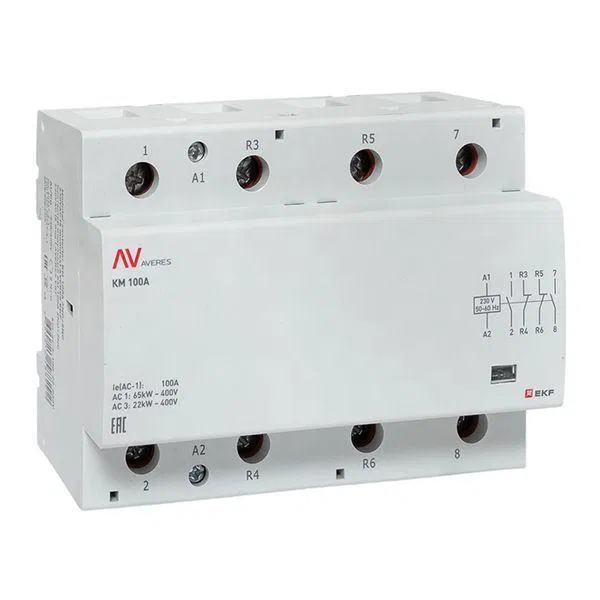 Контактор модульный КМ 100А 2NO+2NC 230В AC (6 мод.) AVERES EKF km-av-6-100-22-230V