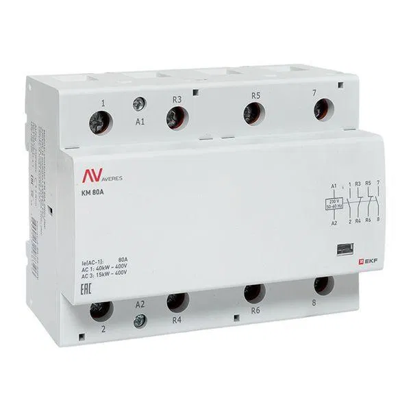 Контактор модульный КМ 80А 2NO+2NC 230В AC (6 мод.) AVERES EKF km-av-6-80-22-230V