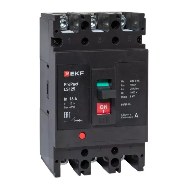 Выключатель автоматический 3п 16А 18кА LS125 ProPact EKF mccb-125-18-3-16-ls