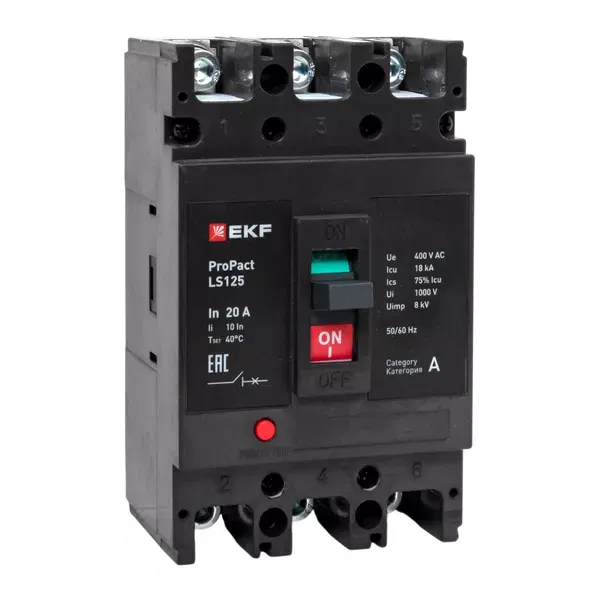 Выключатель автоматический 3п 20А 18кА LS125 ProPact EKF mccb-125-18-3-20-ls