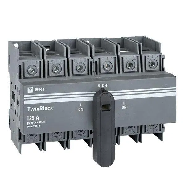 Рубильник 3п 125A реверсивный c рукояткой для прямой установки TwinBlock EKF tb-s-125-3p-rev