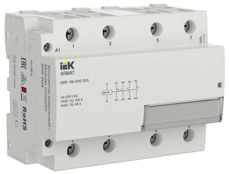 Контактор модульный KMR 100А 230В AC 2НО 2НЗ ARMAT IEK AR-KMR10-100-22-230