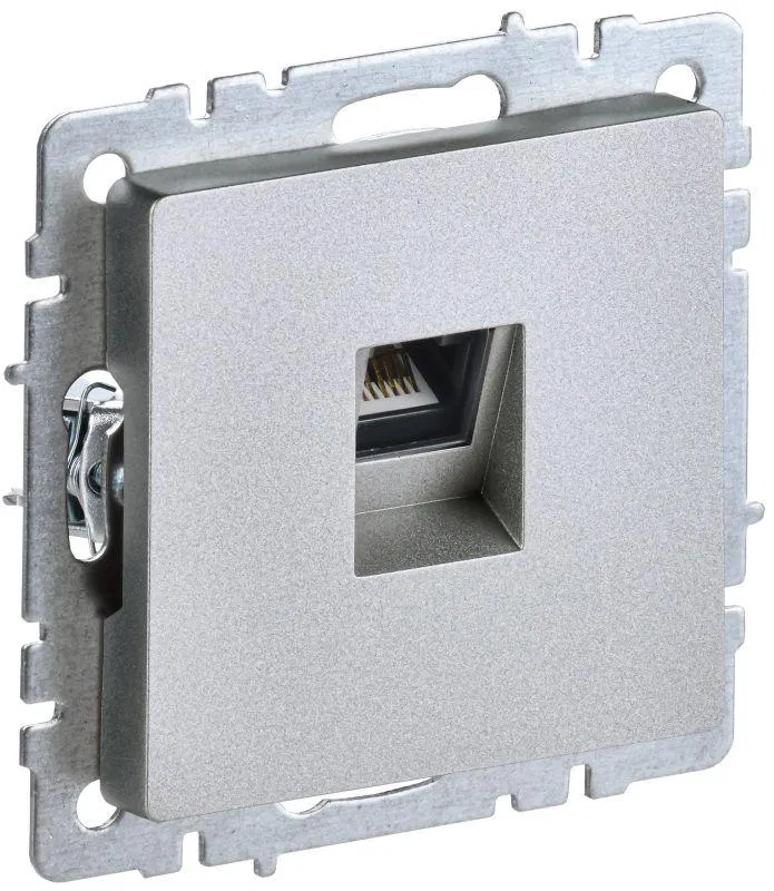 Розетка компьютерная СП RJ45 кат.6 BRITE РК11-БрА механизм алюм. IEK BR-K10-2-K47