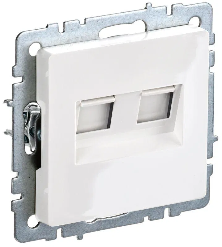 Розетка компьютерная двойн. СП RJ45 кат.5E BRITE РК10-2-БрБ механизм бел. IEK BR-K20-1-K01