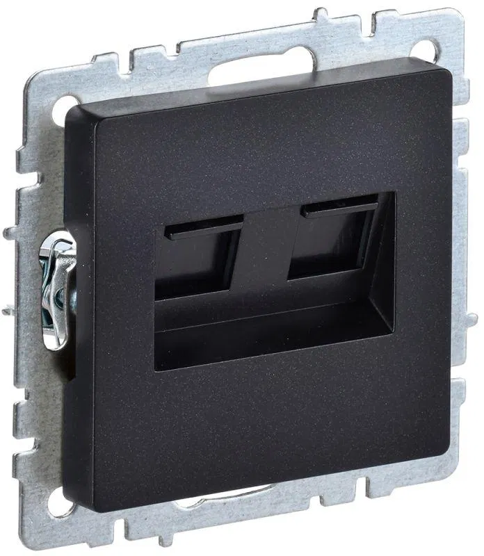 Розетка компьютерная двойн. СП RJ45 кат.5E BRITE РК10-2-БрЧ механизм черн. IEK BR-K20-1-K02