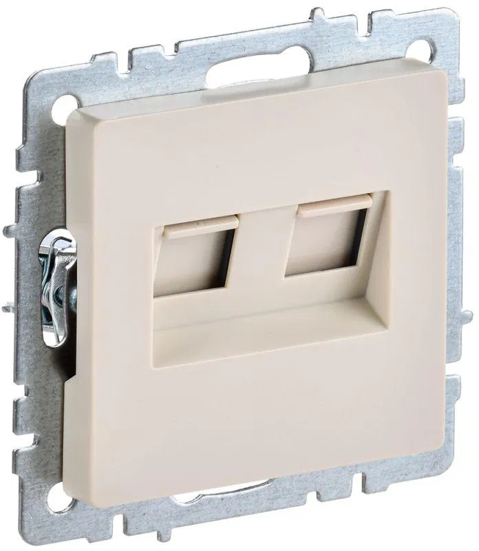 Розетка компьютерная двойн. СП RJ45 кат.5E BRITE РК10-2-БрКр механизм беж. IEK BR-K20-1-K10