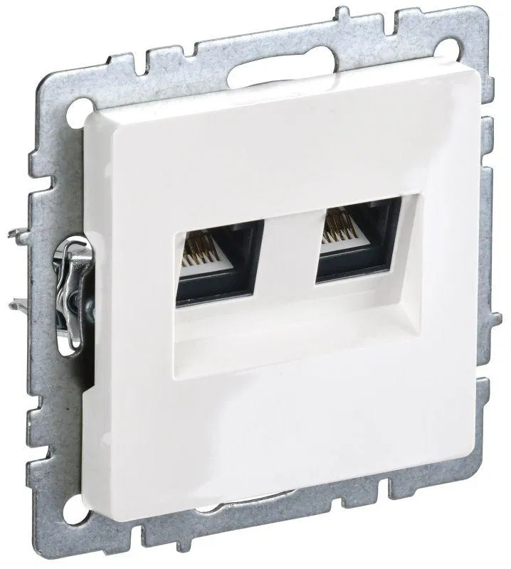 Розетка компьютерная двойн. СП RJ45 кат.6 BRITE РК11-2-БрБ механизм бел. IEK BR-K20-2-K01