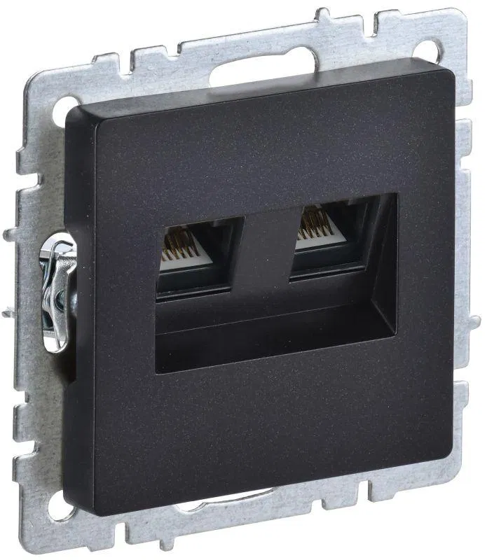 Розетка компьютерная двойн. СП RJ45 кат.6 BRITE РК11-2-БрЧ механизм черн. IEK BR-K20-2-K02