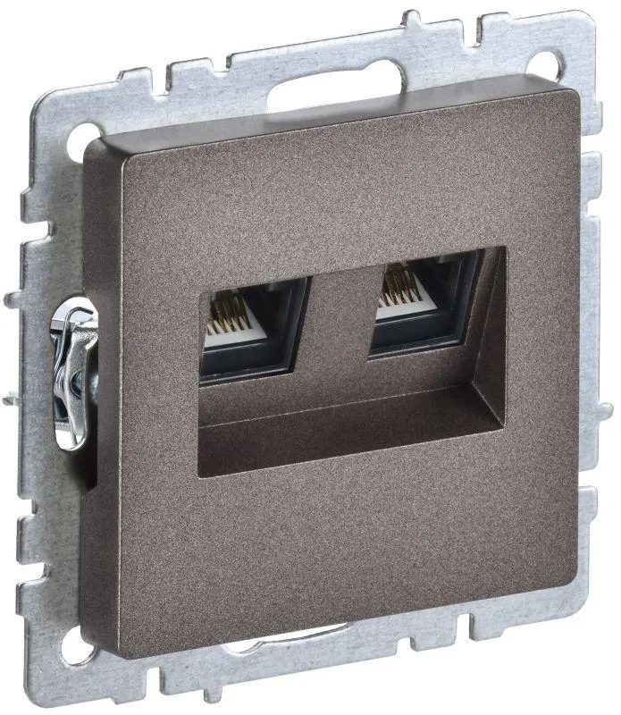 Розетка компьютерная двойн. СП RJ45 кат.6 BRITE РК11-2-БрТБ механизм бронза IEK BR-K20-2-K45