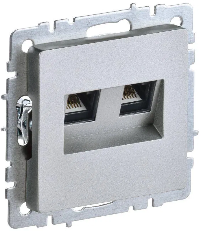 Розетка компьютерная двойн. СП RJ45 кат.6 BRITE РК11-2-БрА механизм алюм. IEK BR-K20-2-K47