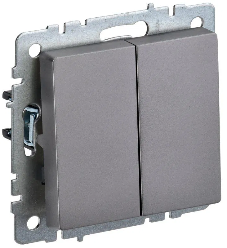 Выключатель 2-кл. СП BRITE ВС10-2-0-БрС 10А механизм сталь IEK BR-V20-0-10-K46