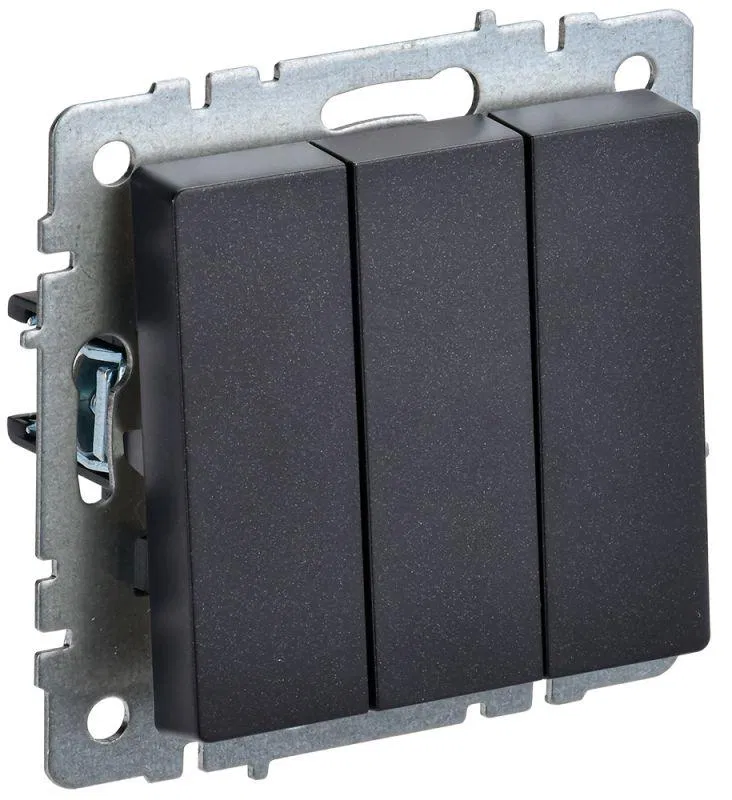 Выключатель 3-кл. СП BRITE ВС10-3-0-БрЧ 10А механизм черн. IEK BR-V30-0-10-K02