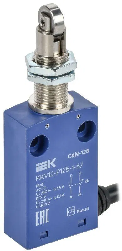 Выключатель концевой C6N-125 верт. толк. с наж. рол. рез. IP67 IEK KKV12-P125-1-67