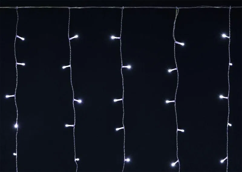Гирлянда "Занавес" 2х2м 240LED бел. IP44 провод прозр. 230В транзит IEK LGDU201-2-240-L2-T-S-44