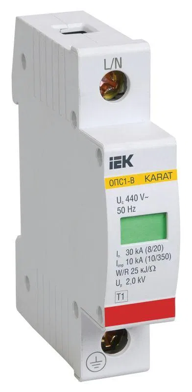 Ограничитель перенапряжения ОПС1-B 1P KARAT IEK MOP20-1-B