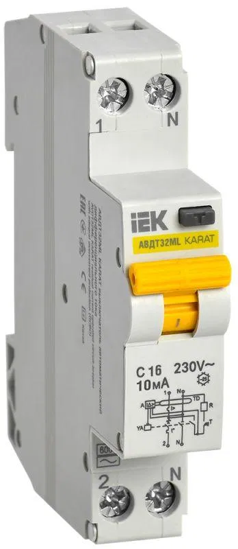 Выключатель автоматический дифференциального тока C 16А 10мА АВДТ32МL KARAT IEK MVD12-1-016-C-010