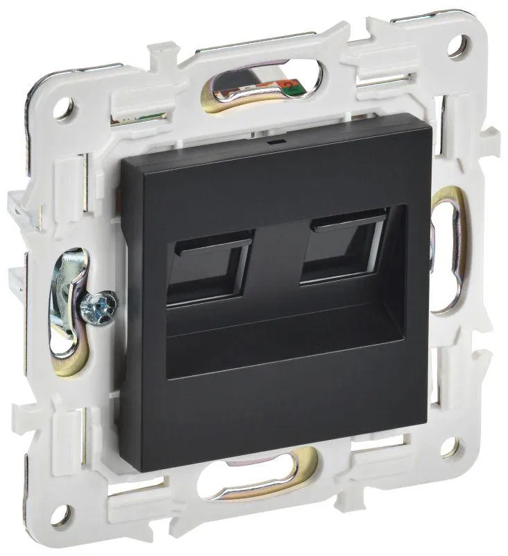 Розетка компьютерная двойн. RJ45 кат.5E SKANDY SK-K03Bl черн. IEK SK-K20-1-K02
