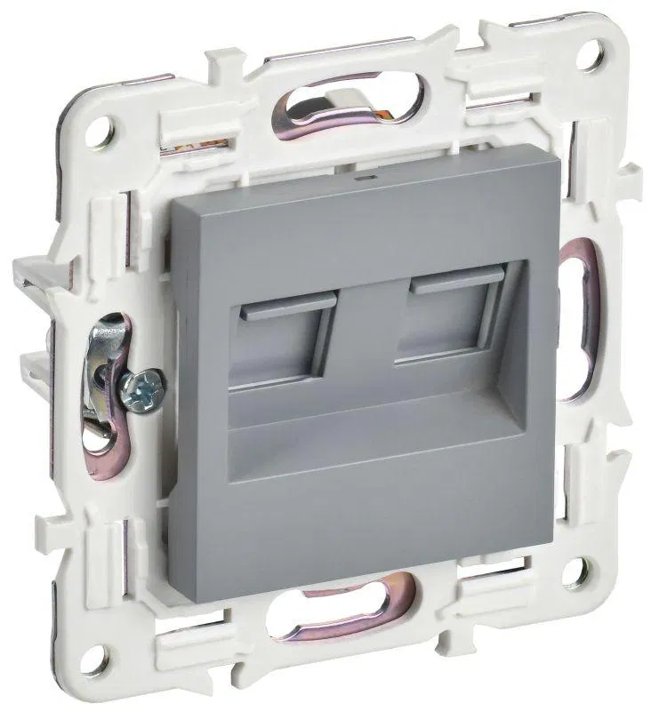 Розетка компьютерная двойн. RJ45 кат.5E SKANDY SK-K03Gr сер. IEK SK-K20-1-K03